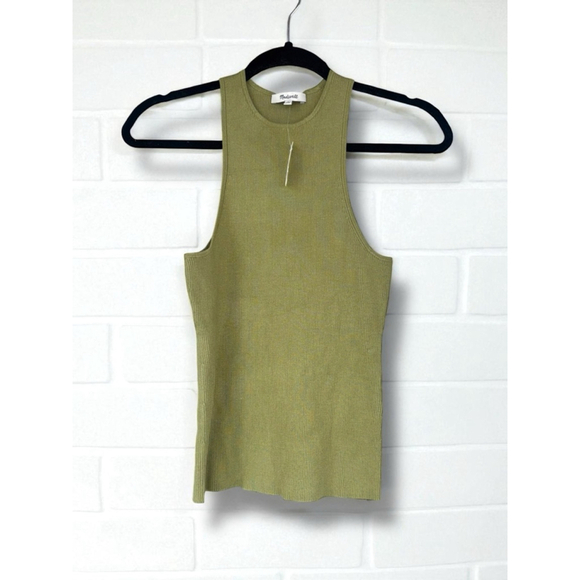 Madewell Tops - Madewell Women's Medium Green Signature Knit Cutaway Ribbed Sweater Tank Top